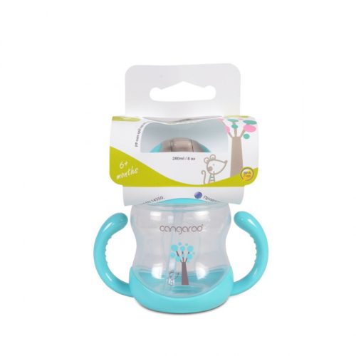 Cangaroo Boo itatópohár szívószállal, fogantyúval 280ml kék