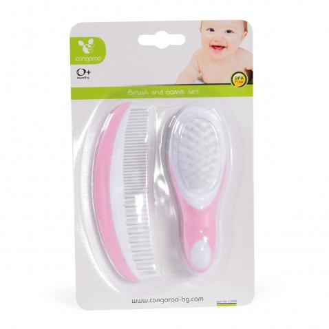 CANGAROO Fésű szett kefével pink