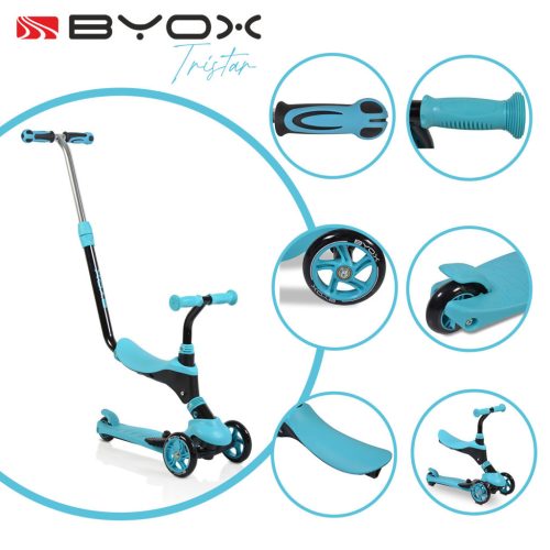 BYOX Tristar roller 3in1, szülőkarral, üléssel 20kg/50kgig türkizkék