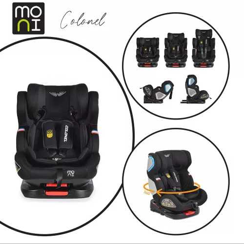 Moni colonel 0-36kg autósülés isofix, 360fok fekete