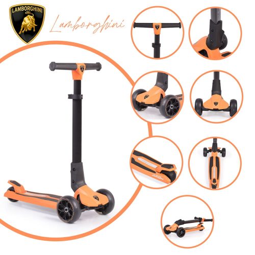BYOX Lamborghini roller 3 kerekű, összecsukható, 50 kg-ig narancs