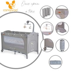   Cangaroo once upon2 2 szint utazóágy zenélő forgó játékkal szürke