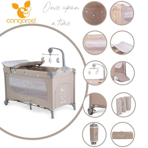 Cangaroo once upon3 2 szintes utazóágy zenélő játékkal, pelenkázós bézs