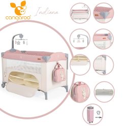   Cangaroo indiana 2 szintes utazóágy tároló rekesz, kistáska 14kg pink
