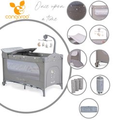   Cangaroo once upon3 2 szintes utazóágy zenélő játékkal, pelenkázós szürke