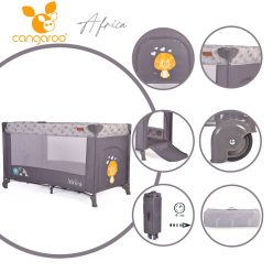 Cangaroo africa 1 szintes utazóágy 14 kg-ig szürke