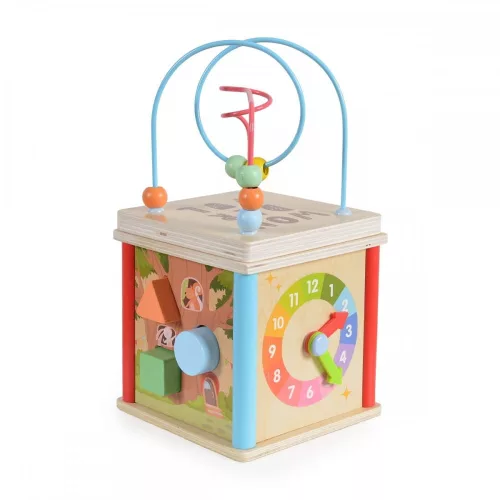 Moni toys fajáték fa activity kocka órás