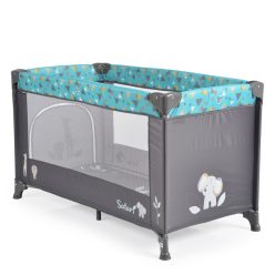   CANGAROO Safari utazóágy 1 szintes, zippes kibújóval, állatmintás türkiz/kék