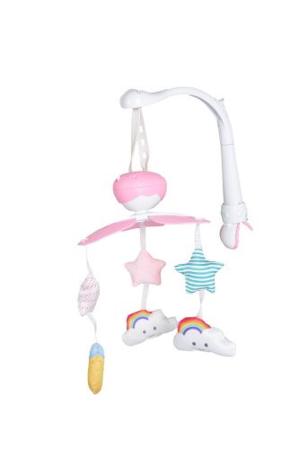 MONI Moon zenélő forgó kiságyra holdas, textil/plüss