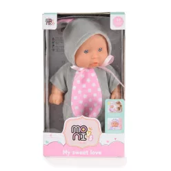 Moni toys baba 20 cm 6129 szürke/pink