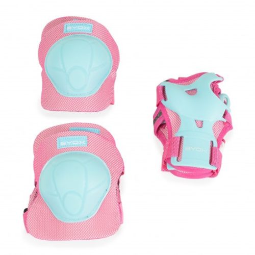 BYOX Biciklis védőfelszerelés ariel térd, könyök, kézvédő szett a osztály 25kgig pink