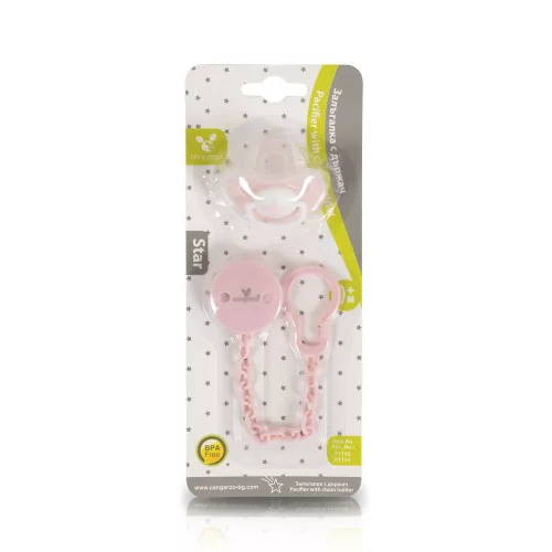 CANGAROO Star cumi -játszócumi és cumilánc pink