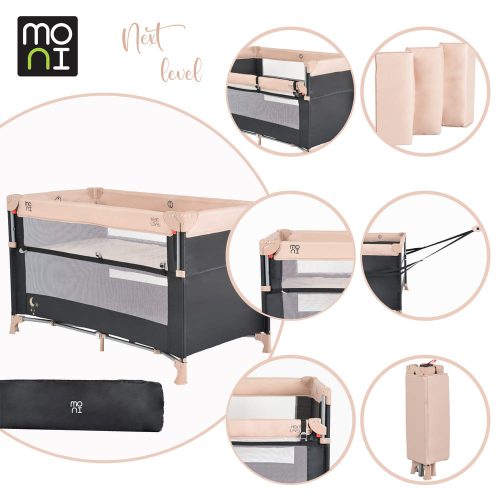 Moni next level utazóágy lehajtható oldalfal 2 szint bézs