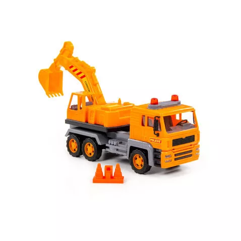 Polesie excavator 2in1 teherautó és homlokrakodó narancs