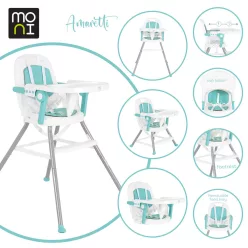 Moni amaretti 3in1 szétszedhető etetőszék menta