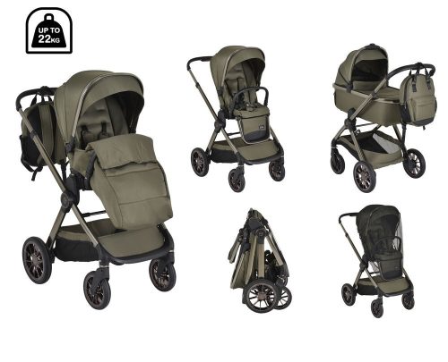 CANGAROO Iclick babakocsi 2in1 szett 22kg, aluminium váz, fordítható ülés, autom. csukható zöld