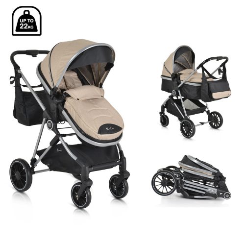 MONI Kali babakocsi 2in1 lapra csukható, megfordítható+táska bézs