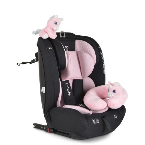 MONI Isafe autósülés isize és isofix ülésemelővé alakítható 76-150cm pink