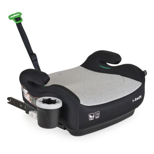 MONI I-swift ülésemelő pohártartóval 125-150cm i-size és isofix szürke