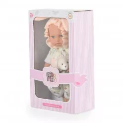   MONI Baba 30cm újszülött nyusziruhában kisnyuszival szürke