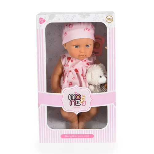 MONI Baba 30cm újszülött macival pink