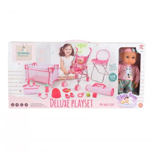 MONI/TUTU Baba játékszett 36 cmes lány babával delux playset pink
