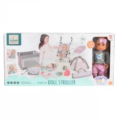   MONI/TUTU Baba játékszett 36 cmes lány babával delux playset szürke