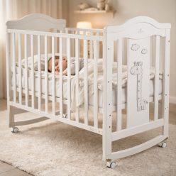   CANGAROO Juno fa babaágy zsiráf mintás, ringatós 60*120cm fehér