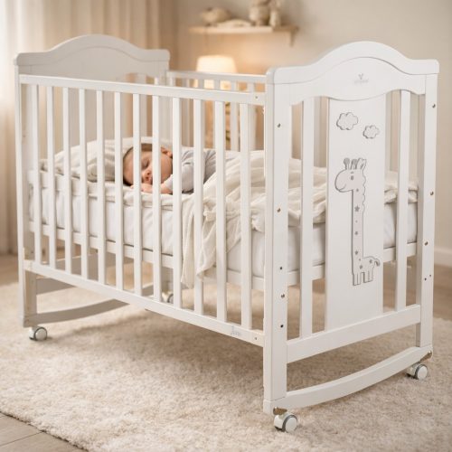 CANGAROO Juno fa babaágy zsiráf mintás, ringatós 60*120cm fehér