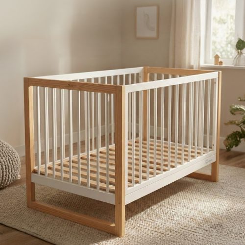 CANGAROO Sierra fa babaágy rácsos 60*120cm fehér/natur