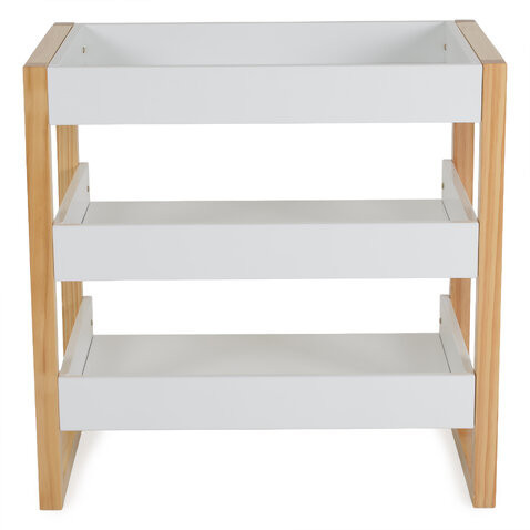CANGAROO Timber fa pelenkázó állvány polccal fehér/natur