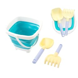   Mochtoys homokozó szett: összecsukható vödör, lapát, gereblye narancs