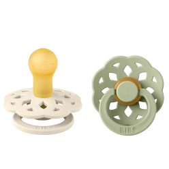   BIBS játszócumi - Boheme natúr kaucsuk 0-6 hó krémfehér és zsálya 2 db