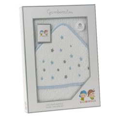   Gamberritos fürdõlepedõ - kapucnis 100x100cm csillagok fehér/kék 10680