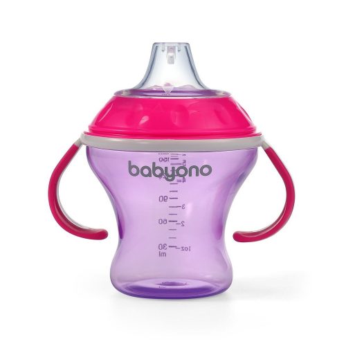 BabyOno itatópohár - csöpögésmentes puha csõrrel 3hó 180ml pink  1456/02