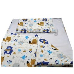 2 részes baba ágynemű szett erdei állatok kék