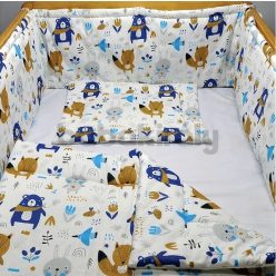 3 részes baba ágynemű szett erdei állatok kék