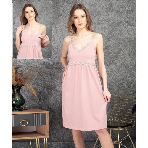 Szoptatós, kismama hálóing pántos mályva M